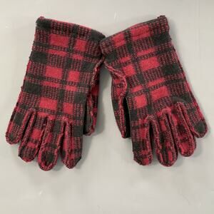RRL by RALPH LAUREN Size S/M Red Black Plaid Wool Leather Gloves
